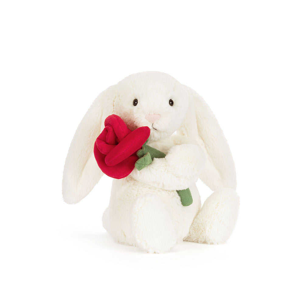 【預購】Jellycat Cream Bunny with Rose 玫瑰花兔
